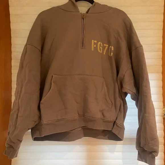 Brown/Grayish FG7C Half-Zip Hoodie | FEAR OF GOD - Picture 1 of 5